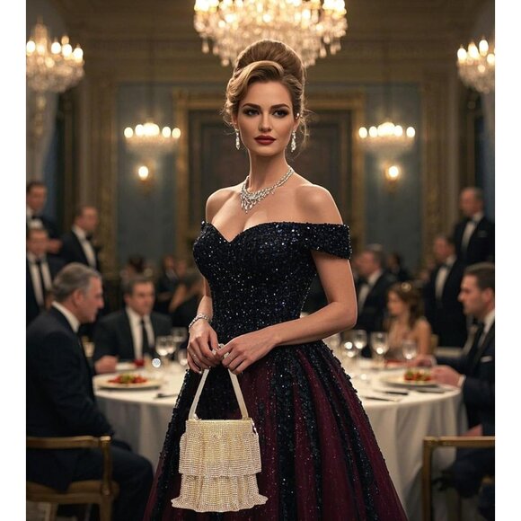 ⚡ Women's Rhinestone Sparkling Elegant Evening Crystal Gold Clutch Bag - Picture 1 of 6